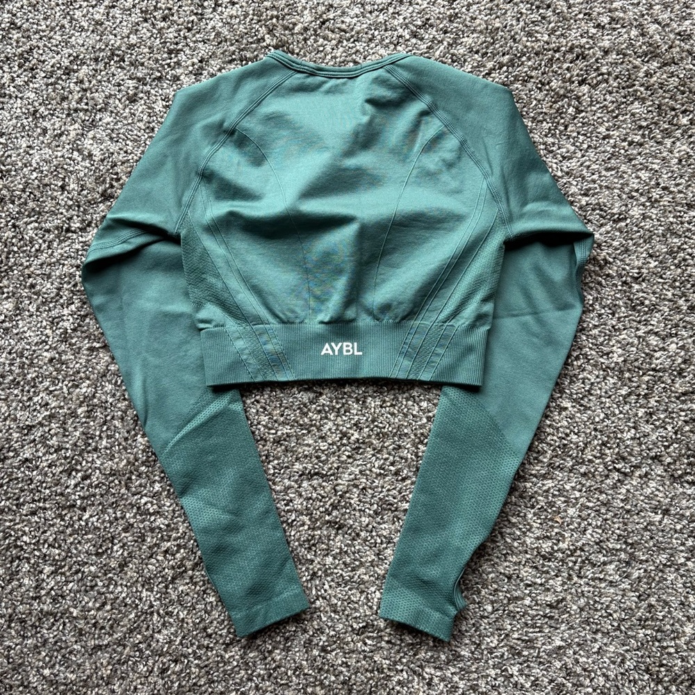 AYBL Women's Teal Workout Set - Sports Bra, Shorts, Long Sleeve Workout Top - Picture 8 of 12